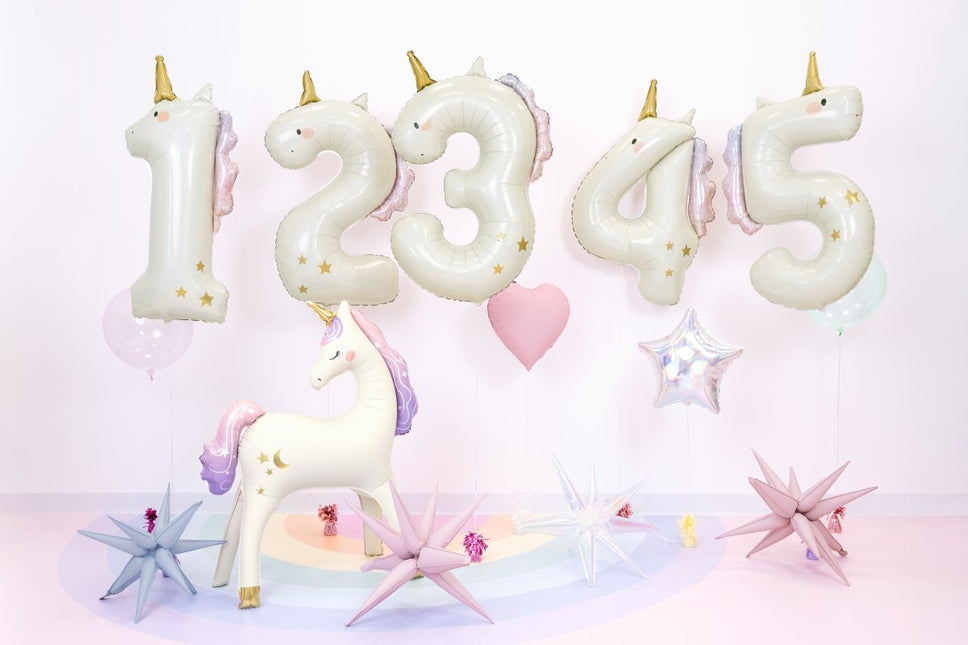 Heliumballon 2 jaar Unicorn, 93cm, mix van Partydeco koop je bij Partywinkel