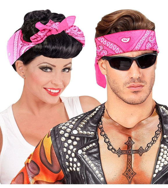 Hippie 60S Bandana Roze 55cm van Widmann koop je bij Partywinkel