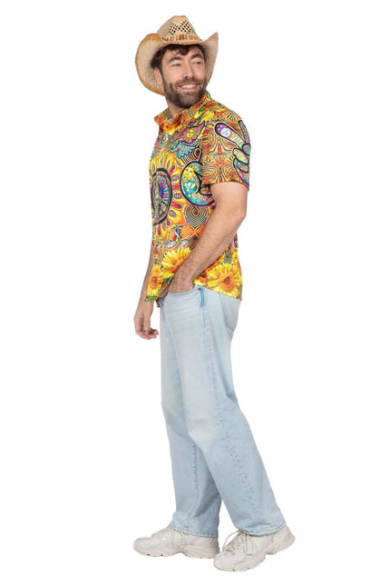 Hippie 60S Blouse Heren Zonnebloem van Wilbers & Wilbers koop je bij Partywinkel