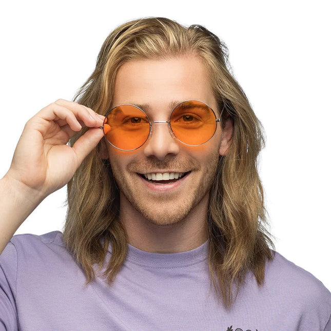Hippie 60S Bril Oranje Xl van Boland koop je bij Partywinkel
