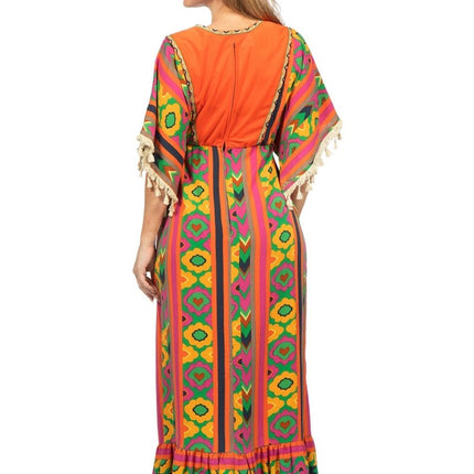 Hippie 60S Jurk Gekleurd Dames Lang van Wilbers & Wilbers koop je bij Partywinkel