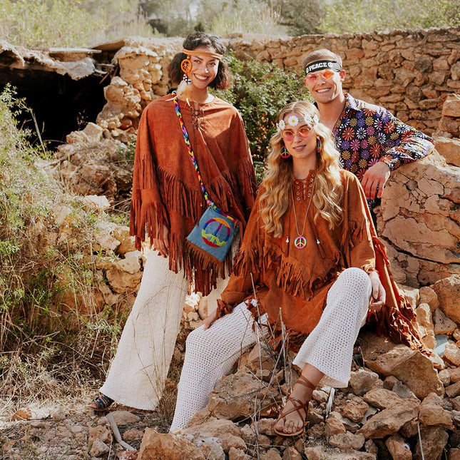 Hippie 60S Poncho Bruin van Boland koop je bij Partywinkel
