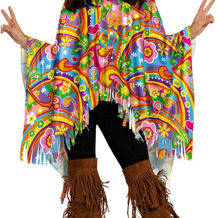 Hippie 60S Poncho Gekleurd van Fiestas Guirca koop je bij Partywinkel