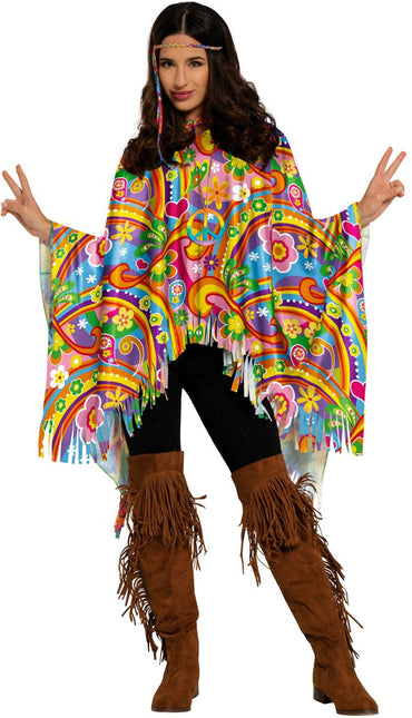 Hippie 60S Poncho Gekleurd van Fiestas Guirca koop je bij Partywinkel