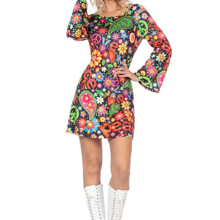 Hippie jurkje zwart peace van Wilbers & Wilbers koop je bij Partywinkel