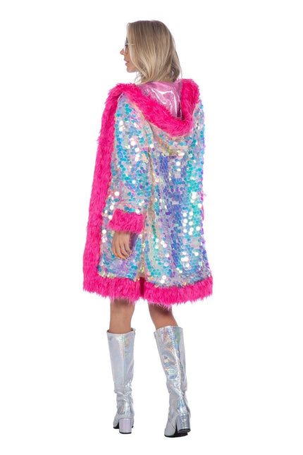 Holografisch Jas Dames Lang Met Pailletten van Wilbers & Wilbers koop je bij Partywinkel