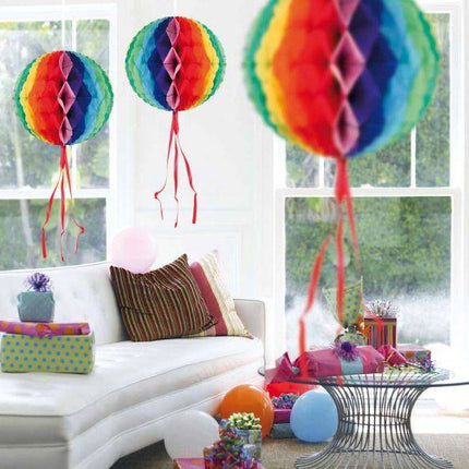 Honeycomb Bal Gekleurd 30cm van Folat koop je bij Partywinkel