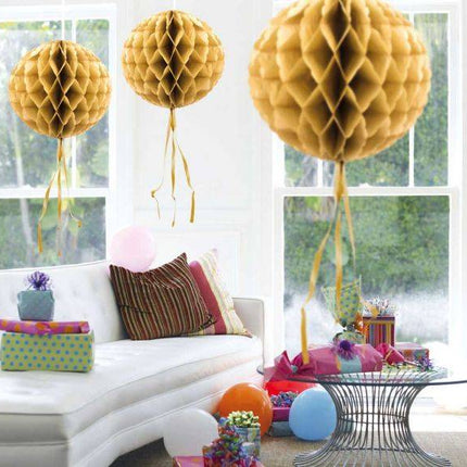Honeycomb Bal Goud 30cm van Folat koop je bij Partywinkel