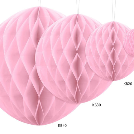 Honeycomb Bal Lichtroze 30cm van Partydeco koop je bij Partywinkel