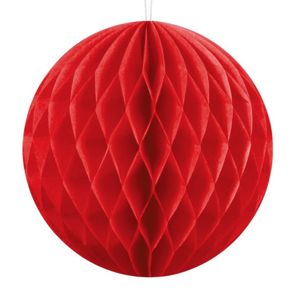 Honeycomb Bal Rood 10cm van Partydeco koop je bij Partywinkel