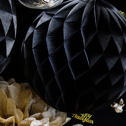 Honeycomb Bal Zwart 10cm van Partydeco koop je bij Partywinkel