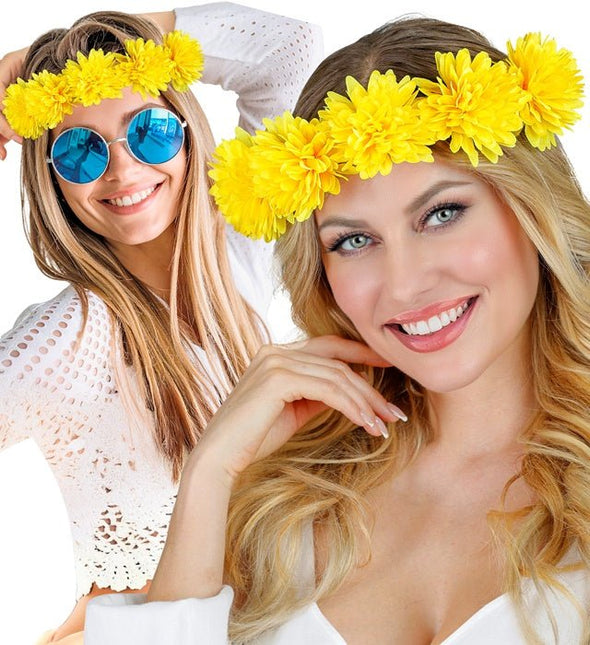 Hoofdband Bloemen Geel van Widmann koop je bij Partywinkel