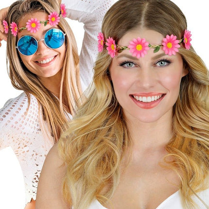 Hoofdband Bloemen Roze van Widmann koop je bij Partywinkel