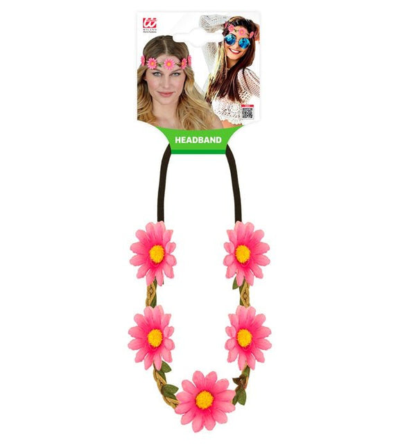 Hoofdband Bloemen Roze van Widmann koop je bij Partywinkel