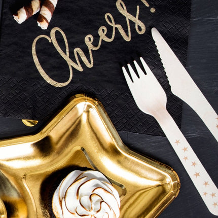 Houten Bestek Goud 16cm 18 delig van Partydeco koop je bij Partywinkel