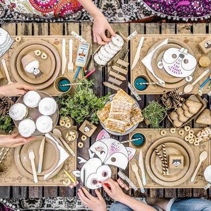 Houten Bestek Lichtblauw 16cm 18 delig van Partydeco koop je bij Partywinkel