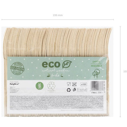 Houten Vorken 15,5cm 100st van Partydeco koop je bij Partywinkel