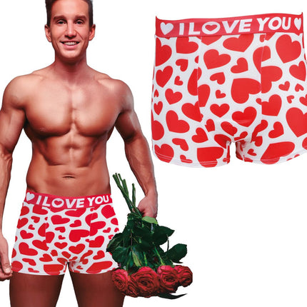 I Love You Onderbroek Rood Wit Hartjes van Fiestas Guirca koop je bij Partywinkel