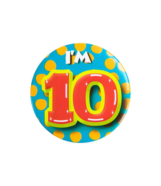 I'm 10 Button 10 Jaar 5,5cm van Paper Dreams koop je bij Partywinkel