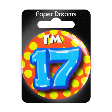 I'm 17 Button 17 Jaar 5,5cm van Paper Dreams koop je bij Partywinkel