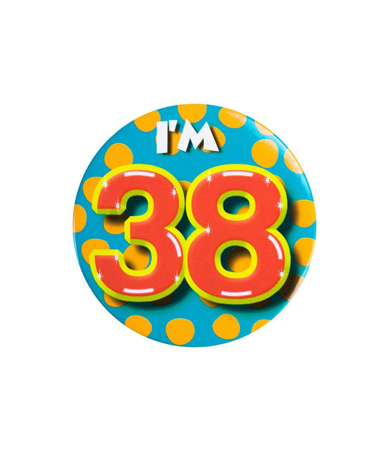 I'm 38 Button 38 Jaar 5,5cm van Paper Dreams koop je bij Partywinkel
