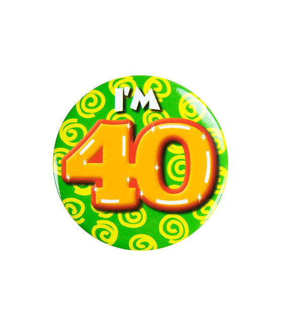 I'm 40 Button 40 Jaar 5,5cm van Paper Dreams koop je bij Partywinkel