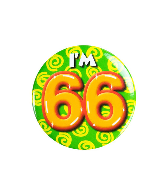I'm 66 Button 66 Jaar 5,5cm van Paper Dreams koop je bij Partywinkel