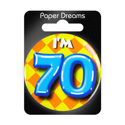 I'm 70 Button 70 Jaar 5,5cm van Paper Dreams koop je bij Partywinkel