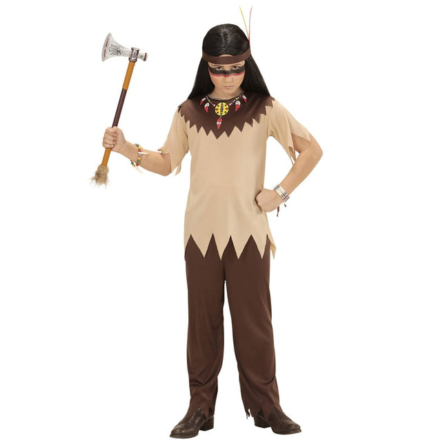 Indianen Kostuum Bruin Beige Jongen 4 delig van Widmann koop je bij Partywinkel