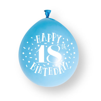10 kpl ”Happy 18th Birthday” -lateksipalloja, 23 cm