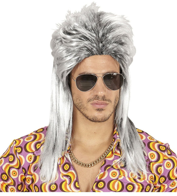 Jaren 80 Pruik Aso Lang Grijs van Widmann koop je bij Partywinkel