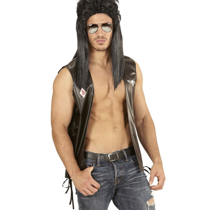 Jaren 80 Pruik Aso Lang Zwart van Widmann koop je bij Partywinkel