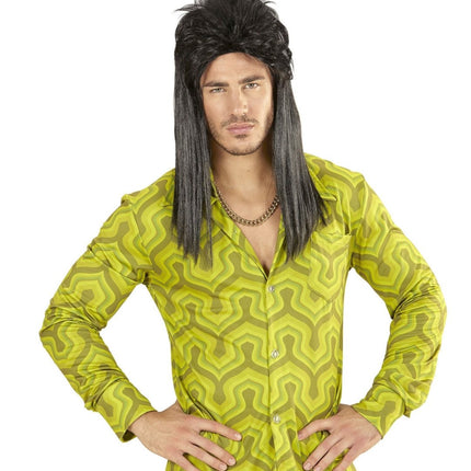 Jaren 80 Pruik Aso Lang Zwart van Widmann koop je bij Partywinkel