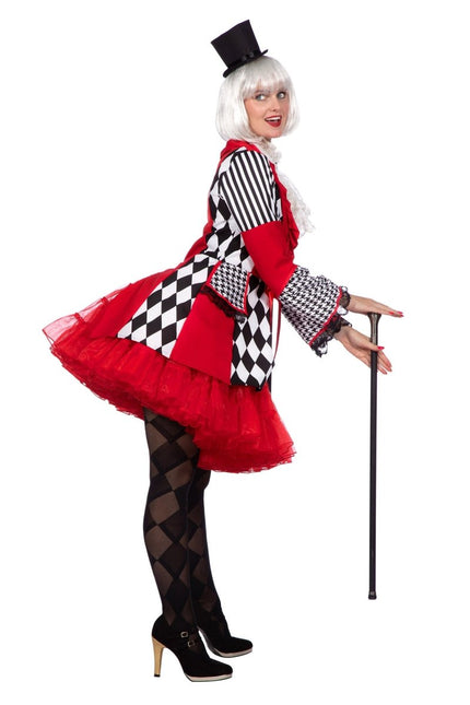 Rood Zwarte Jas Dames Ruiten van Wilbers & Wilbers koop je bij Partywinkel