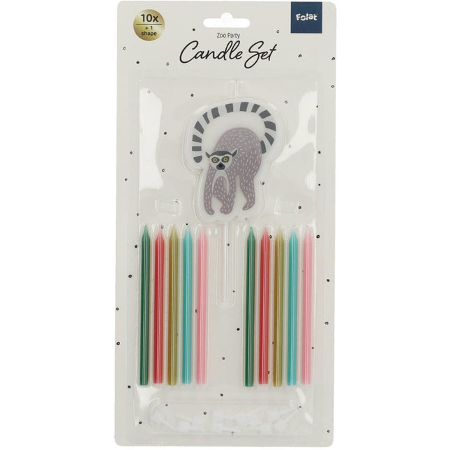 Jungle Dieren Kaarsen Zoo Party 10cm 11st van Folat koop je bij Partywinkel