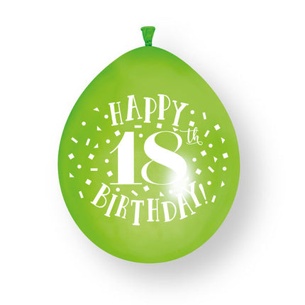 10 kpl ”Happy 18th Birthday” -lateksipalloja, 23 cm