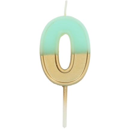 Kaars 0 Jaar Retro Mint Groen 5cm van Folat koop je bij Partywinkel