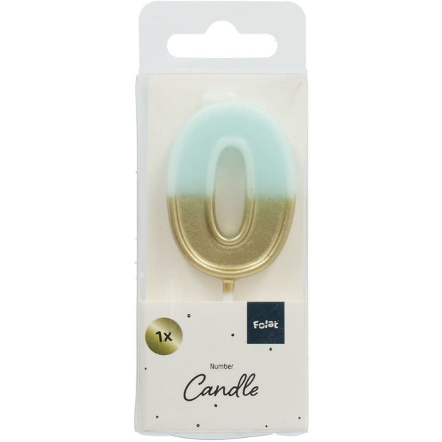 Kaars 0 Jaar Retro Mint Groen 5cm van Folat koop je bij Partywinkel