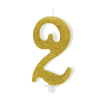 Kaars 2 Jaar Goud 10cm van Partydeco koop je bij Partywinkel