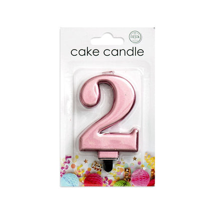 Kaars 2 Jaar Rose Goud Metallic 8cm van WeFiesta koop je bij Partywinkel