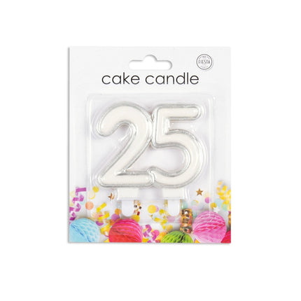 Kaars 25 Jaar Zilver 7cm van WeFiesta koop je bij Partywinkel