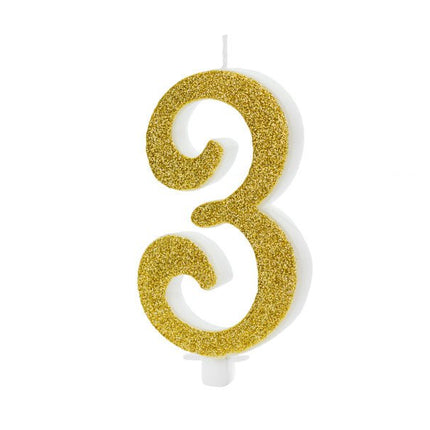 Kaars 3 Jaar Goud 10cm van Partydeco koop je bij Partywinkel