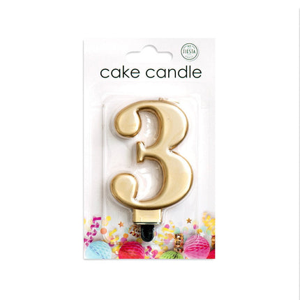 Kaars 3 Jaar Goud Metallic 8cm van WeFiesta koop je bij Partywinkel