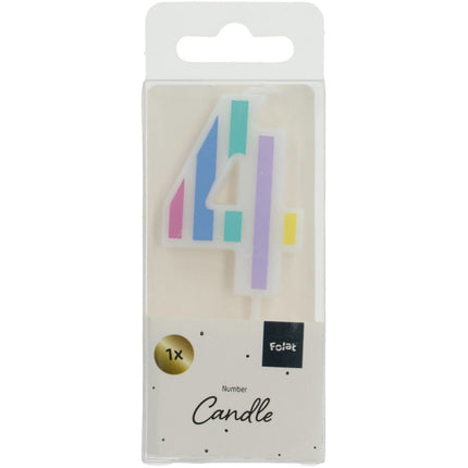 Kaars 4 Jaar Pastel 5cm van Folat koop je bij Partywinkel