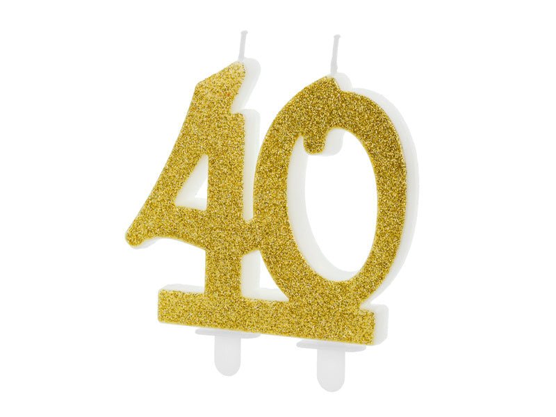 Kaars 40 Jaar Goud 7,5cm van Partydeco koop je bij Partywinkel