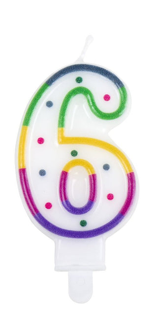 Kaars 6 Jaar 8cm van Boland koop je bij Partywinkel