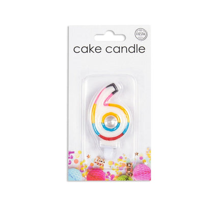 Kaars 6 Jaar Gekleurd 7cm van WeFiesta koop je bij Partywinkel