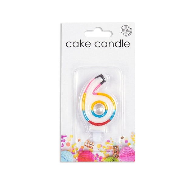 Kaars 6 Jaar Gekleurd 7cm van WeFiesta koop je bij Partywinkel