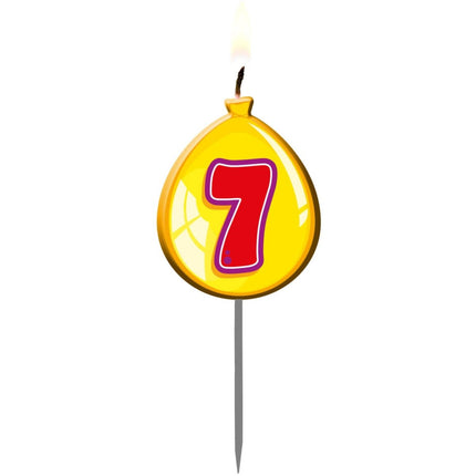 Kaars 7 Jaar Ballon 8cm van Folat koop je bij Partywinkel