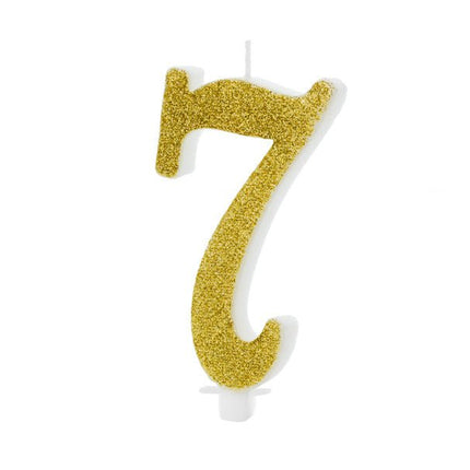Kaars 7 Jaar Goud 10cm van Partydeco koop je bij Partywinkel